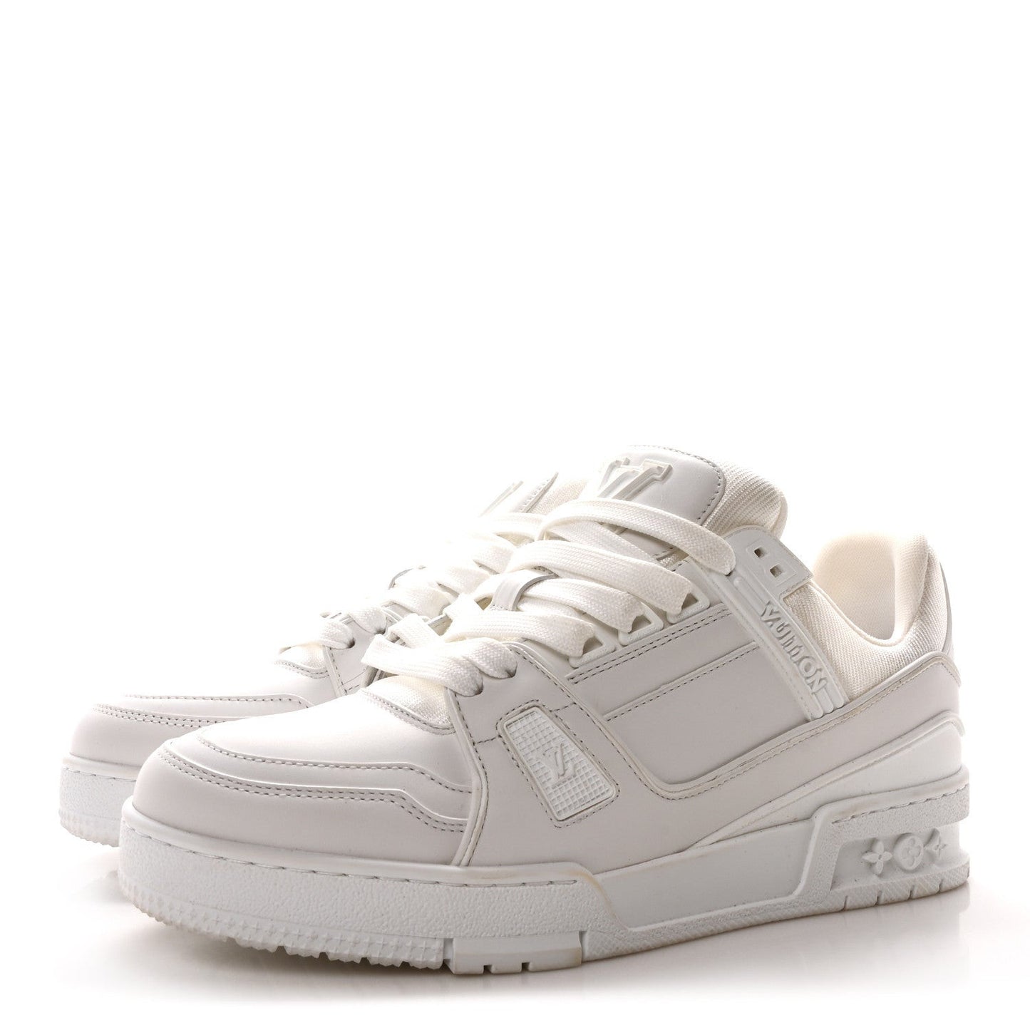 Calfskin Womens LV Trainer Sneakers White