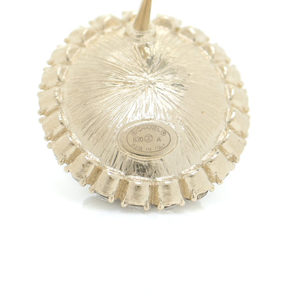 Chanel CHANELCrystal Enamel CC Oval Earrings Gold Black 4 of 5