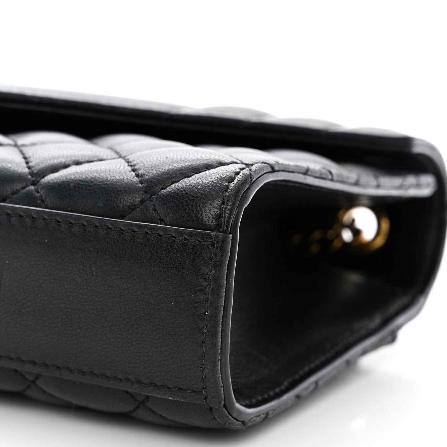 Grain De Poudre Textured Mixed Matelasse Triquilt Small Monogram Satchel Black