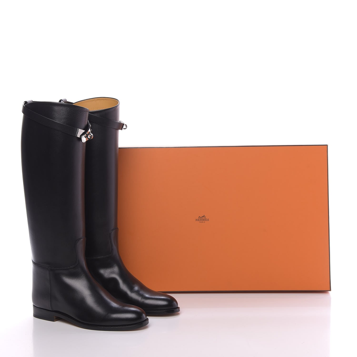 Hermes Box Kelly Jumping Boots 38 Black 9 of 9
