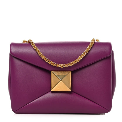Valentino Garavani Nappa One Stud Chain Clutch Prune 1 of 8
