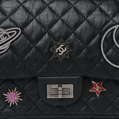Chanel Aged Calfskin Space Charms 2.55 Reissue 225 Flap Black 7 of 17