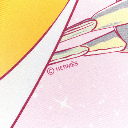 Hermes Silk Space Derby Scarf 90 Rose Pale Ciel Jaune 4 of 4