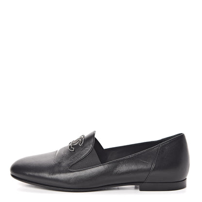 Chanel Lambskin CC Loafers 36 Black 1 of 16