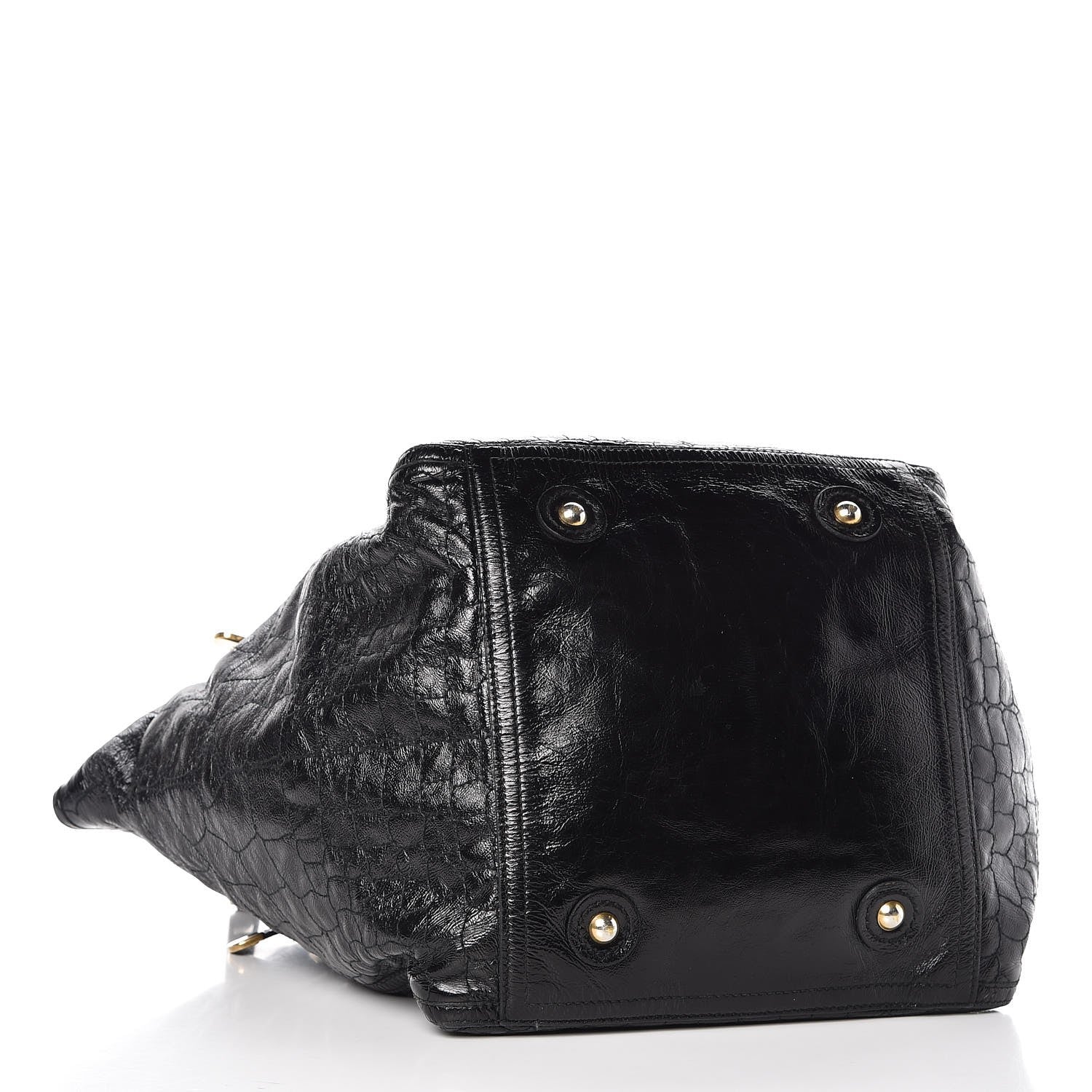 Saint Laurent Patent Crocodile Embossed Medium Downtown Tote Black 4 of 14