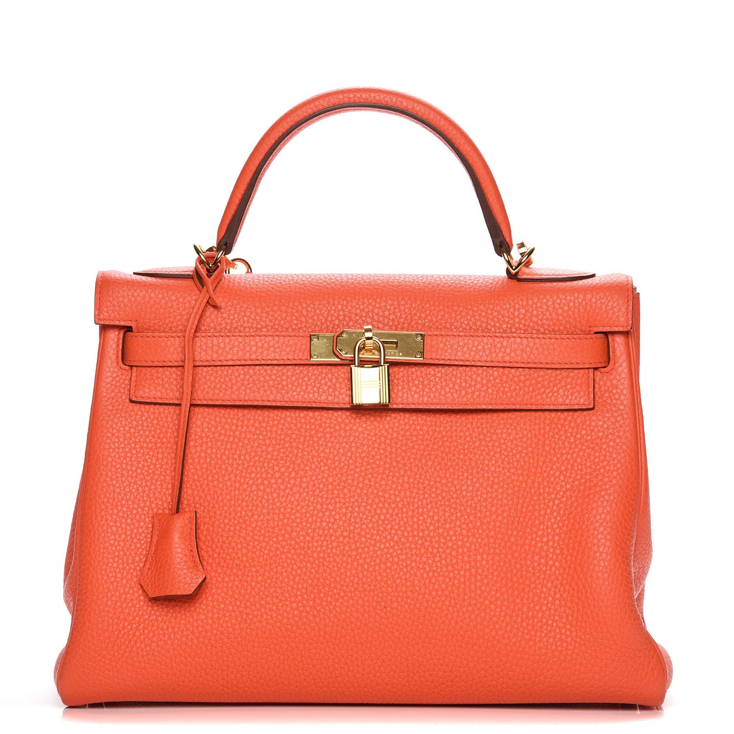 Hermes Taurillon Clemence Kelly Retourne 32 Orange Poppy 1 of 27