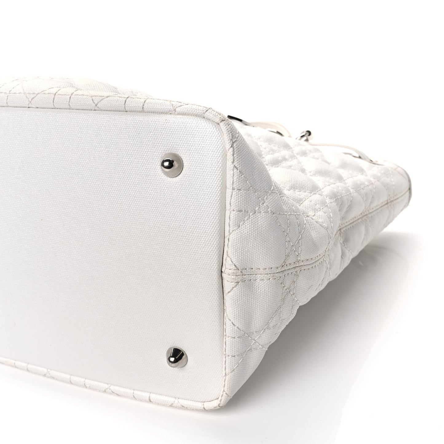 Coated Canvas Cannage Small Panarea Tote White