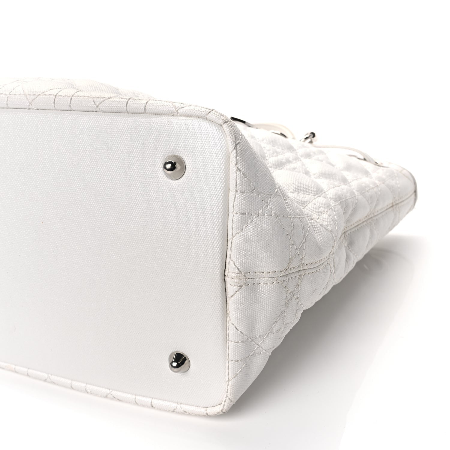 Christian Dior Coated Canvas Cannage Small Panarea Tote White 7 of 8
