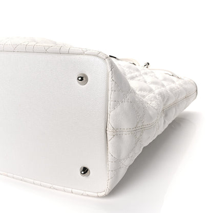 Christian Dior Coated Canvas Cannage Small Panarea Tote White 7 of 8