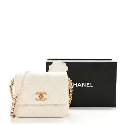 Chanel Lambskin Quilted Mini Side Note Flap White 10 of 10