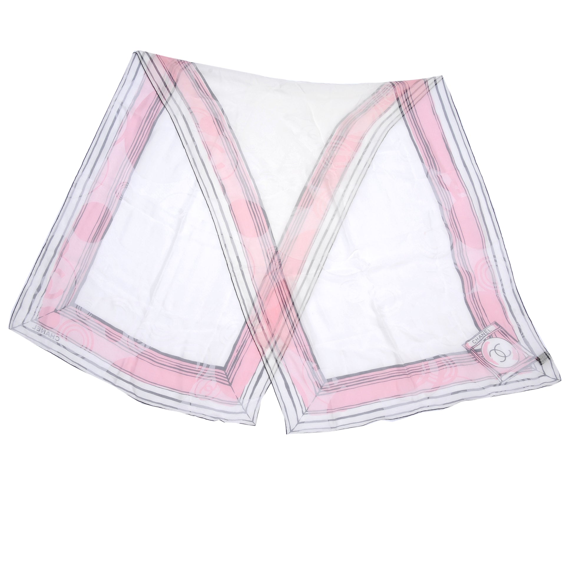 Chanel Silk Rayon CC Logo Stole Pink 1 of 5