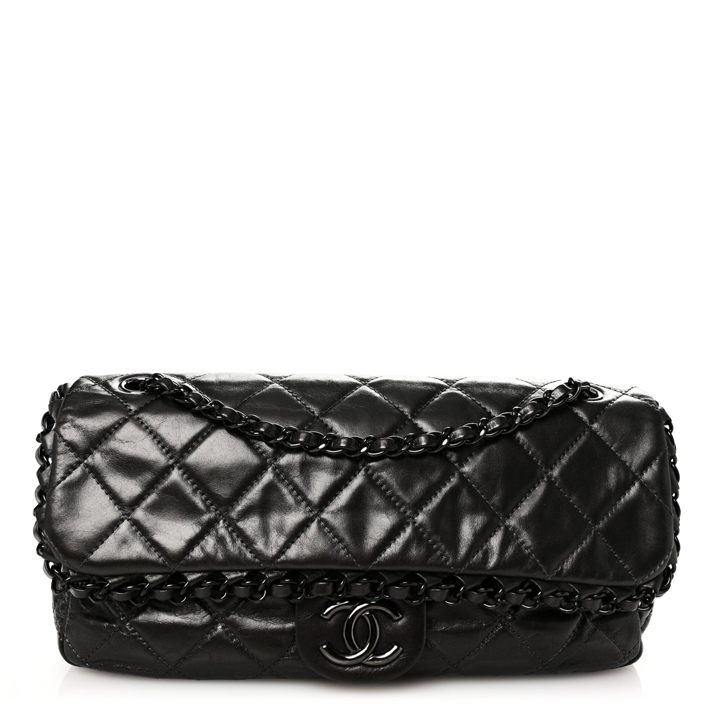 Calfskin Quilted Medium Chain Me Flap Grey