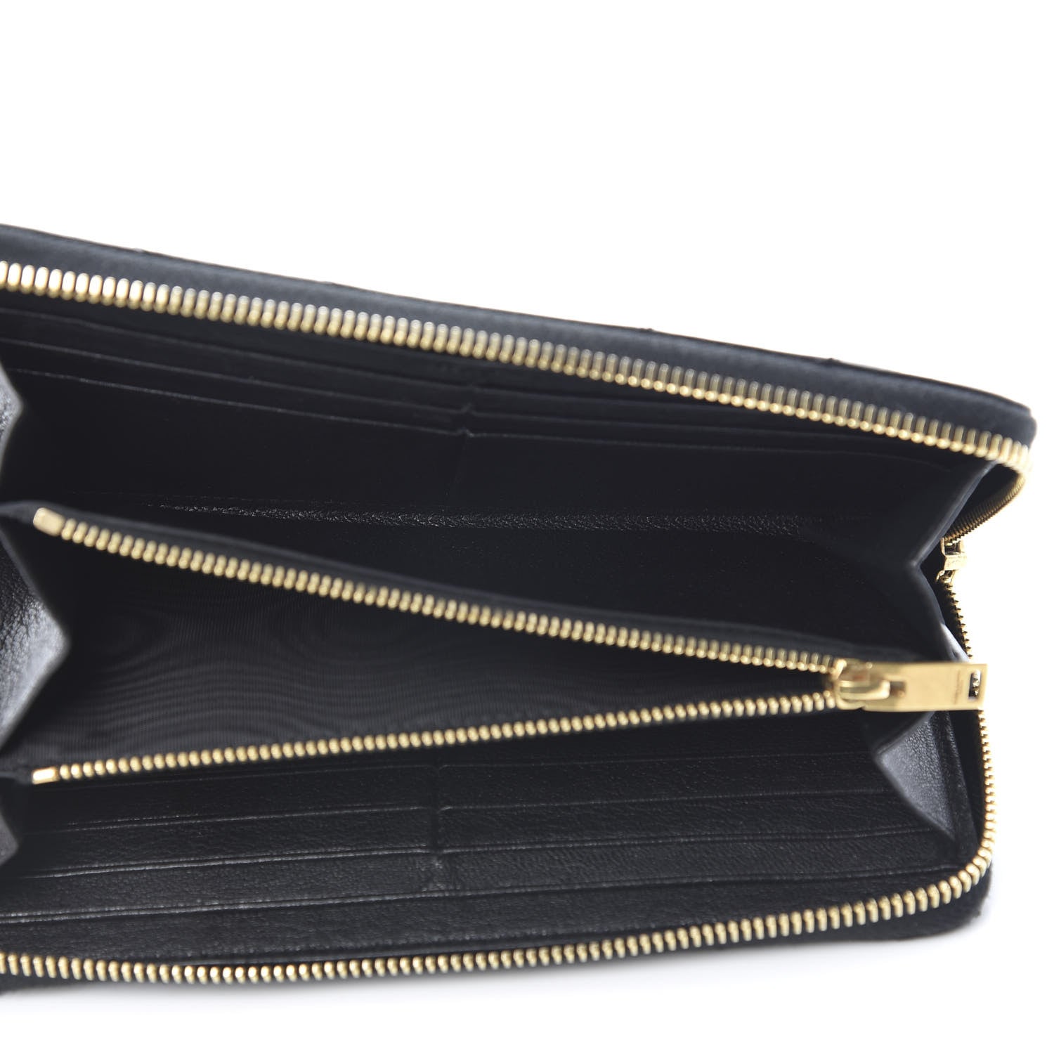 Saint Laurent Calfskin Matelasse Chevron Monogram Zip Around Wallet Black 5 of 10