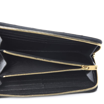 Saint Laurent Calfskin Matelasse Chevron Monogram Zip Around Wallet Black 5 of 10