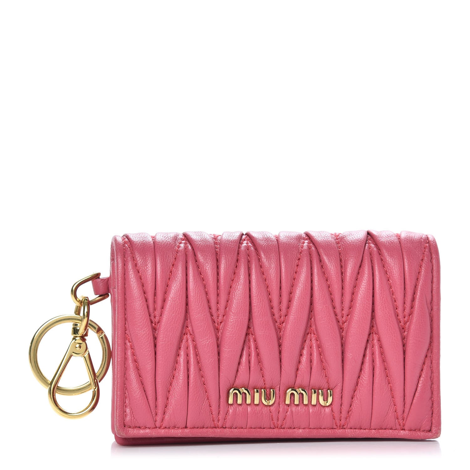 Miu Miu Nappa Matelasse Flap Card Holder Key Ring Peonia 1 of 10