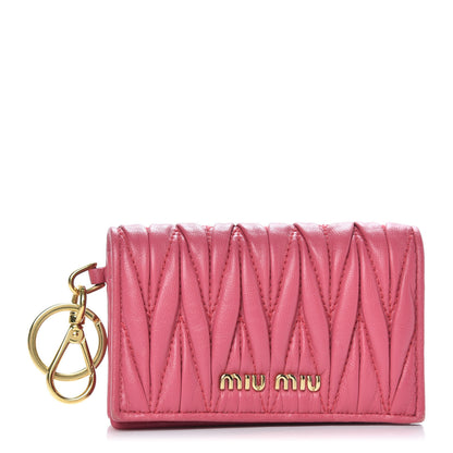 Miu Miu Nappa Matelasse Flap Card Holder Key Ring Peonia 1 of 10