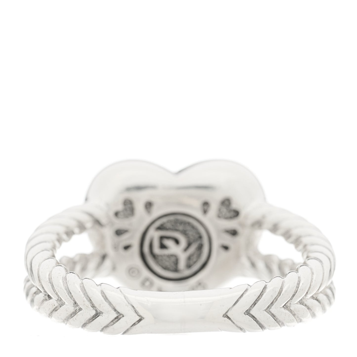 Sterling Silver Pave Diamond 13mm Heart Cable Ring 53 6.25