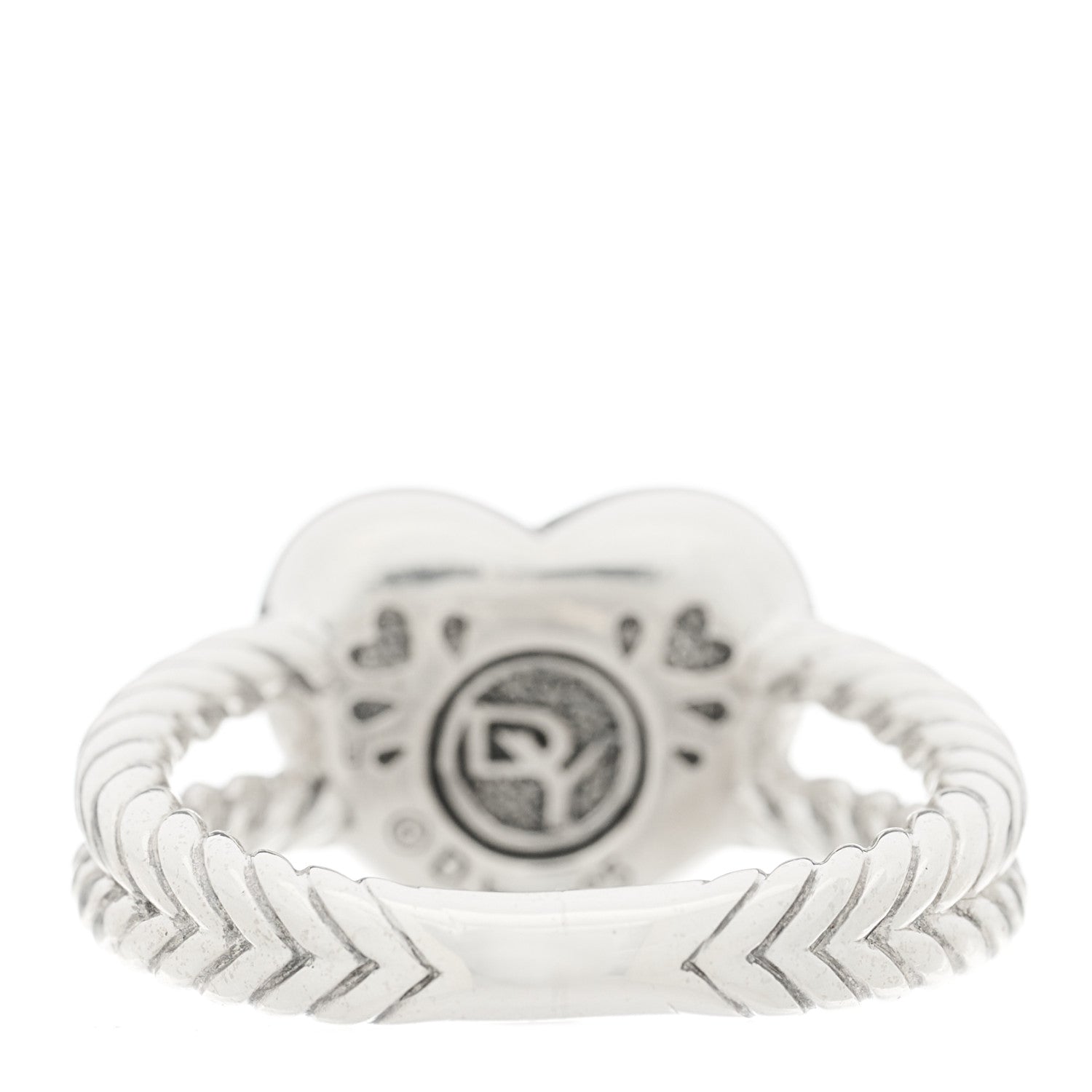 David Yurman Sterling Silver Pave Diamond 13mm Heart Cable Ring 53 6.25 4 of 5