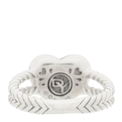 David Yurman Sterling Silver Pave Diamond 13mm Heart Cable Ring 53 6.25 4 of 5