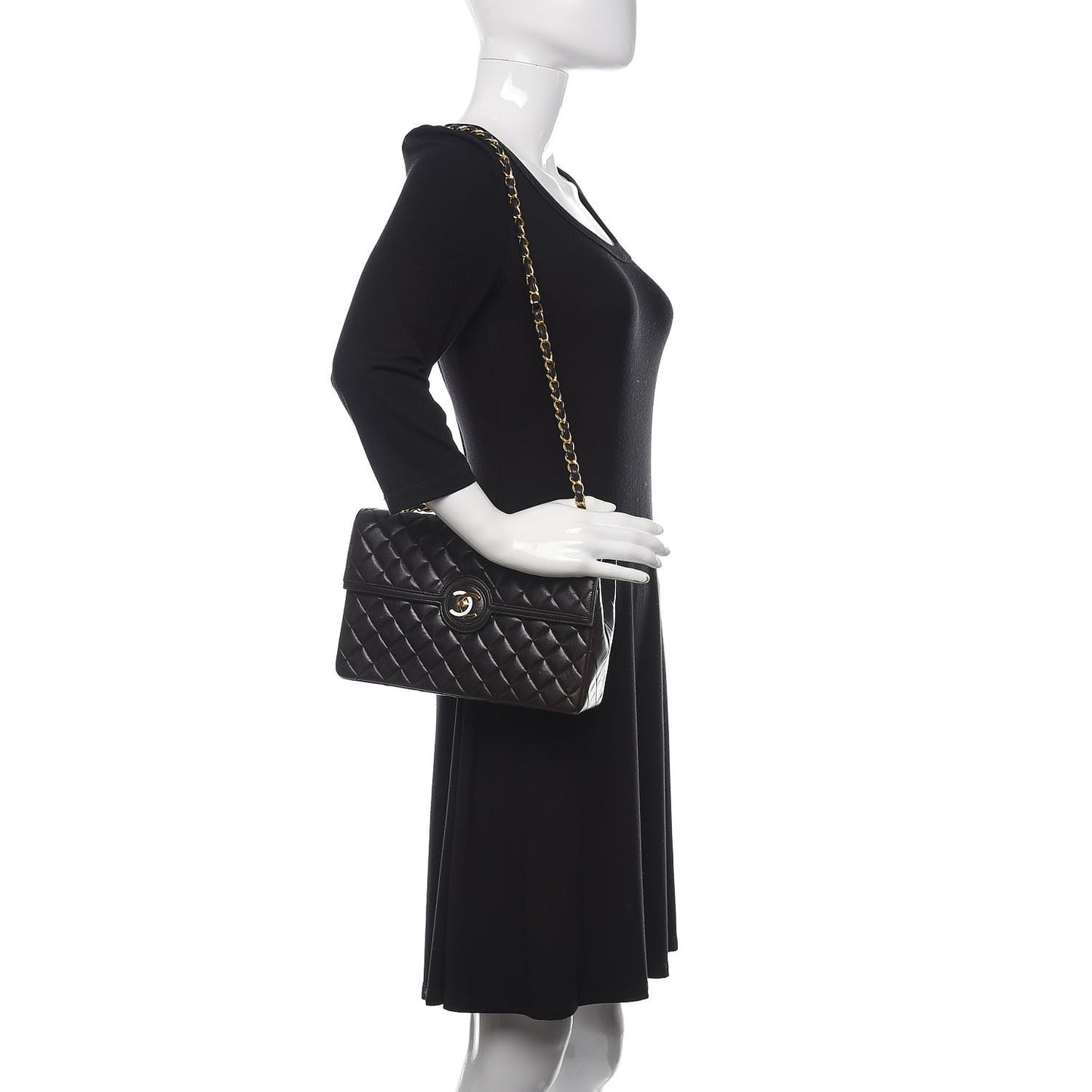 Lambskin Quilted Medium Single Flap Black