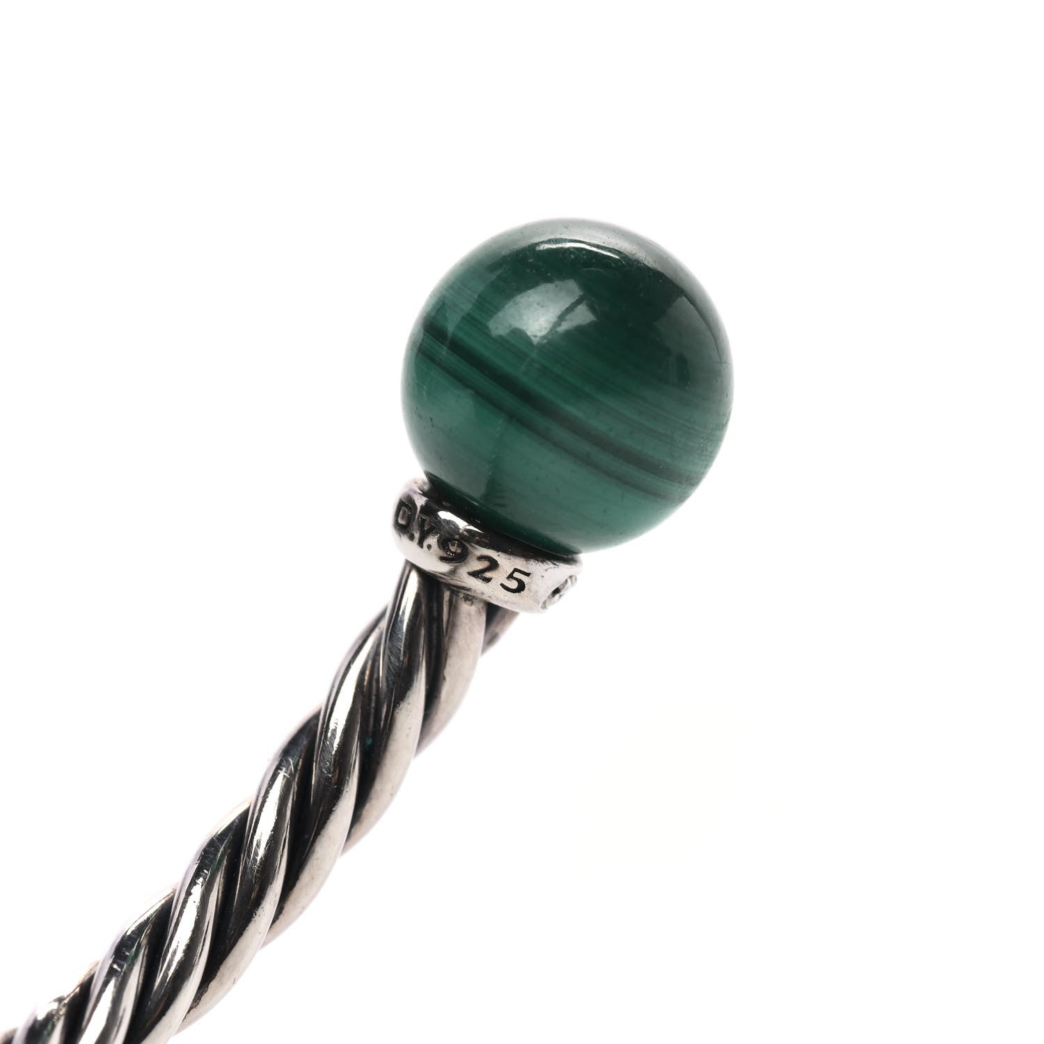 David Yurman Sterling Silver Diamond Malachite 9mm Solari Bracelet 5 of 5