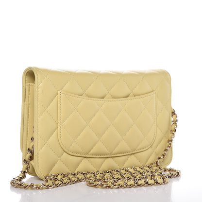 Chanel Lambskin Quilted Wallet on Chain WOC Yellow 12 of 19