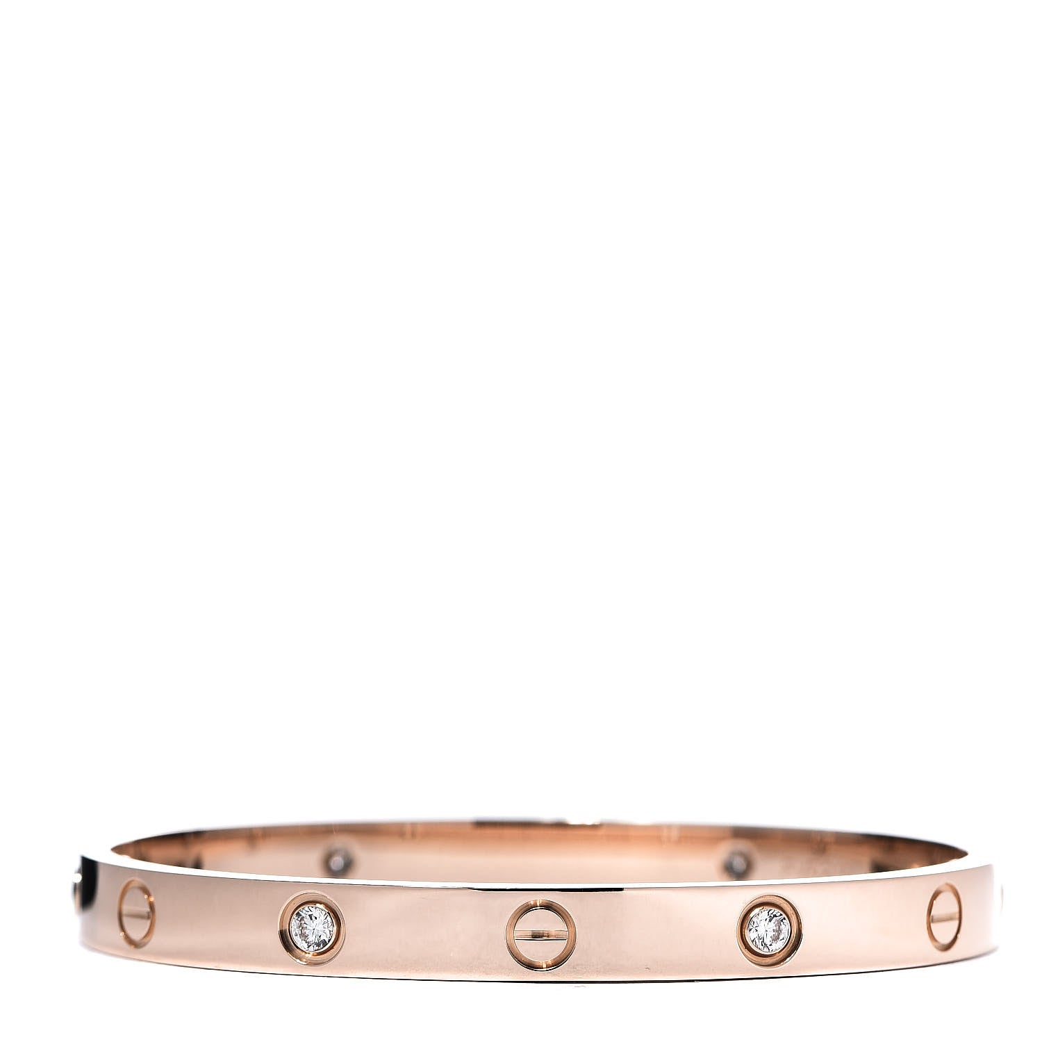 Cartier 18K Pink Gold 4 Diamond LOVE Bracelet 17 3 of 9