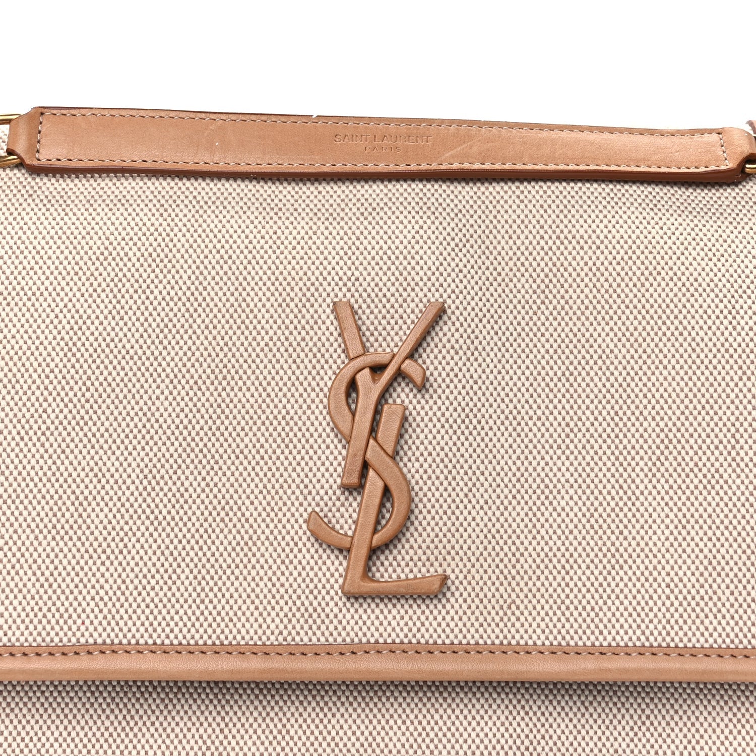 Saint Laurent Cotton Canvas Vintage Calfskin Monogram Medium Niki Chain Satchel  Cream Tan 6 of 8