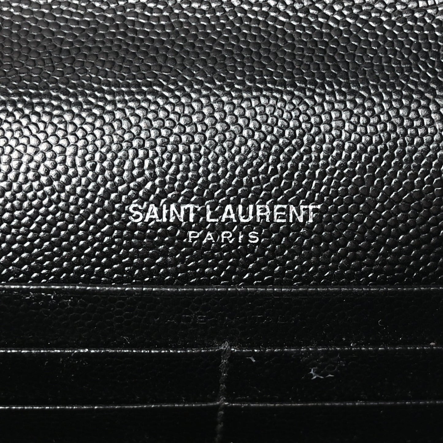 Grain De Poudre Matelasse Chevron Monogram Envelope Chain Wallet Black