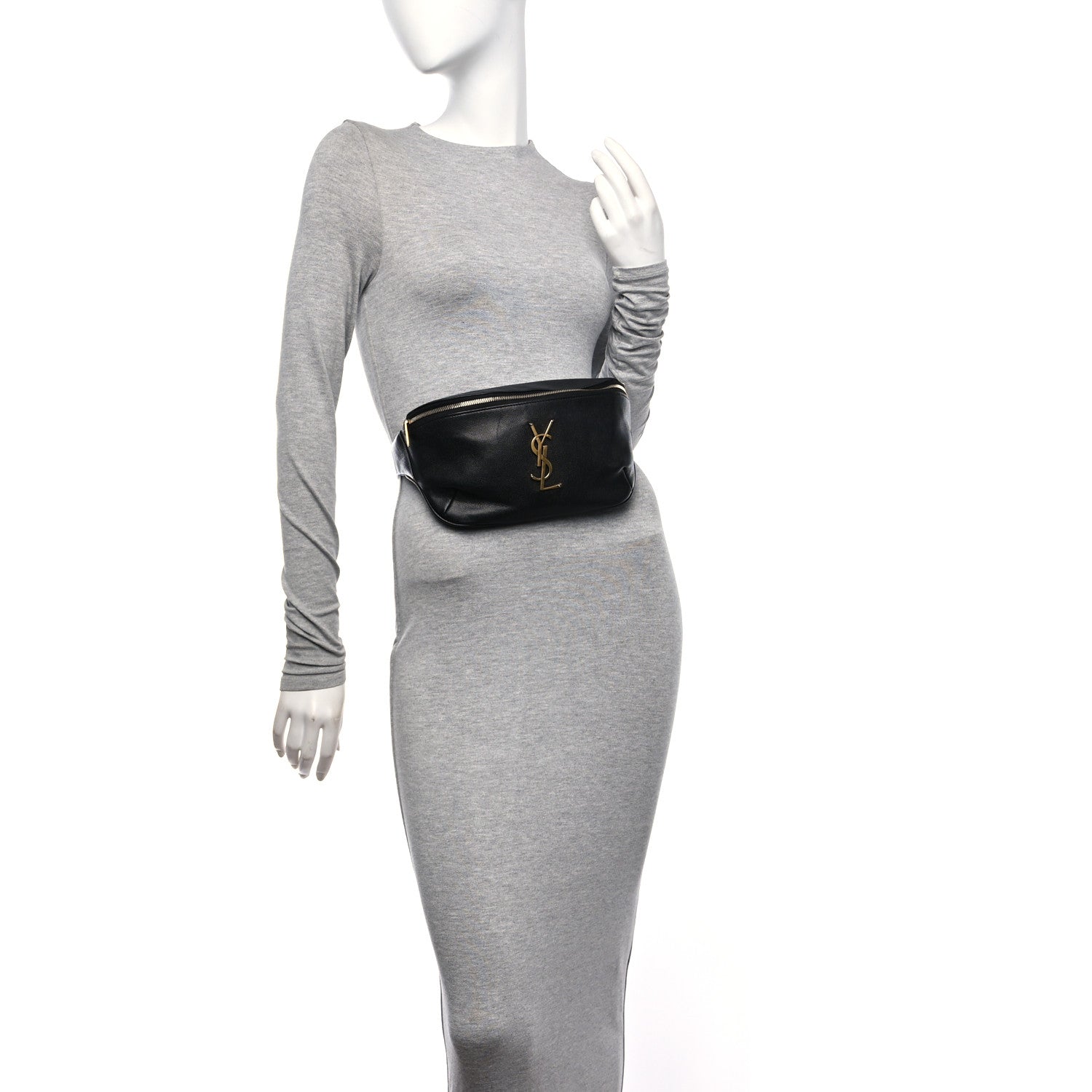 Saint Laurent Grain De Poudre Monogram Belt Bag Black 2 of 14