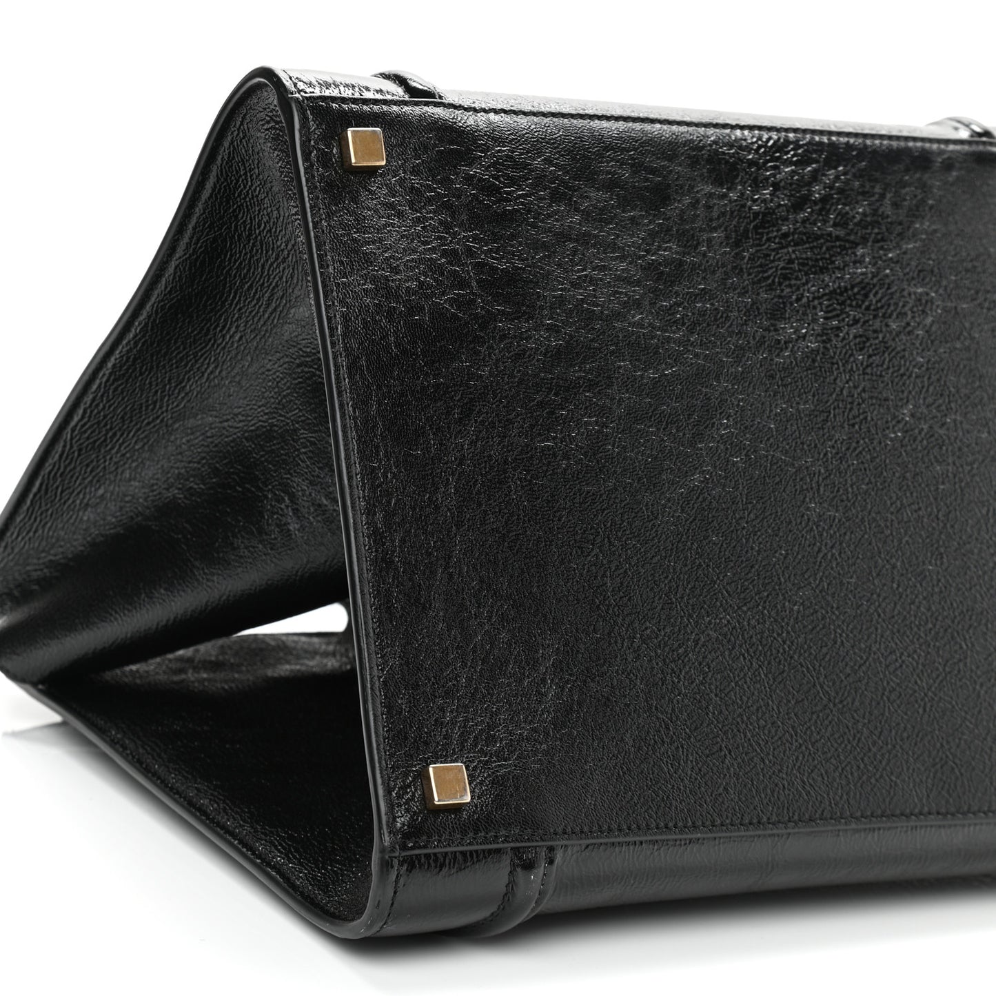 Crinkled Patent Calfskin Medium Phantom Luggage Black