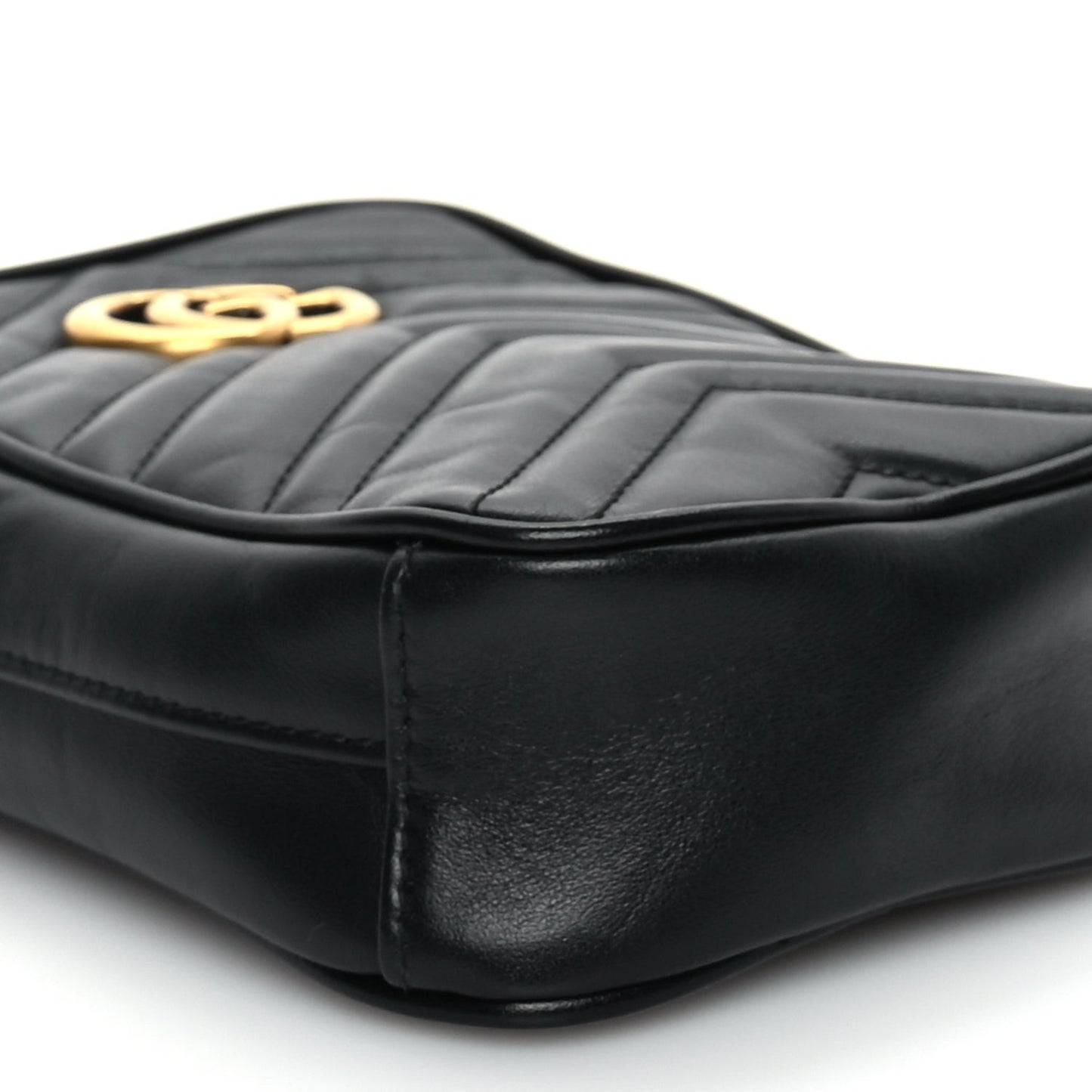 Calfskin Matelasse Mini GG Marmont Crossbody Bag Black