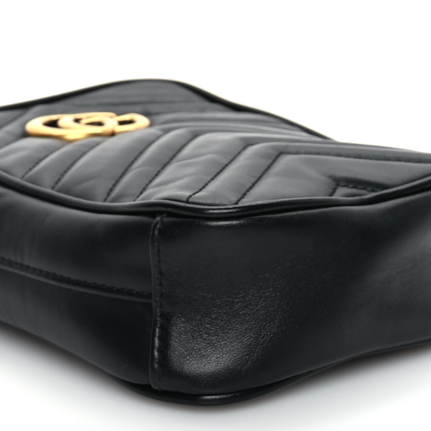 Gucci Calfskin Matelasse Mini GG Marmont Crossbody Bag Black 7 of 9