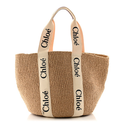 Chloe Raffia Large Woody Basket Bag White 1 of 11