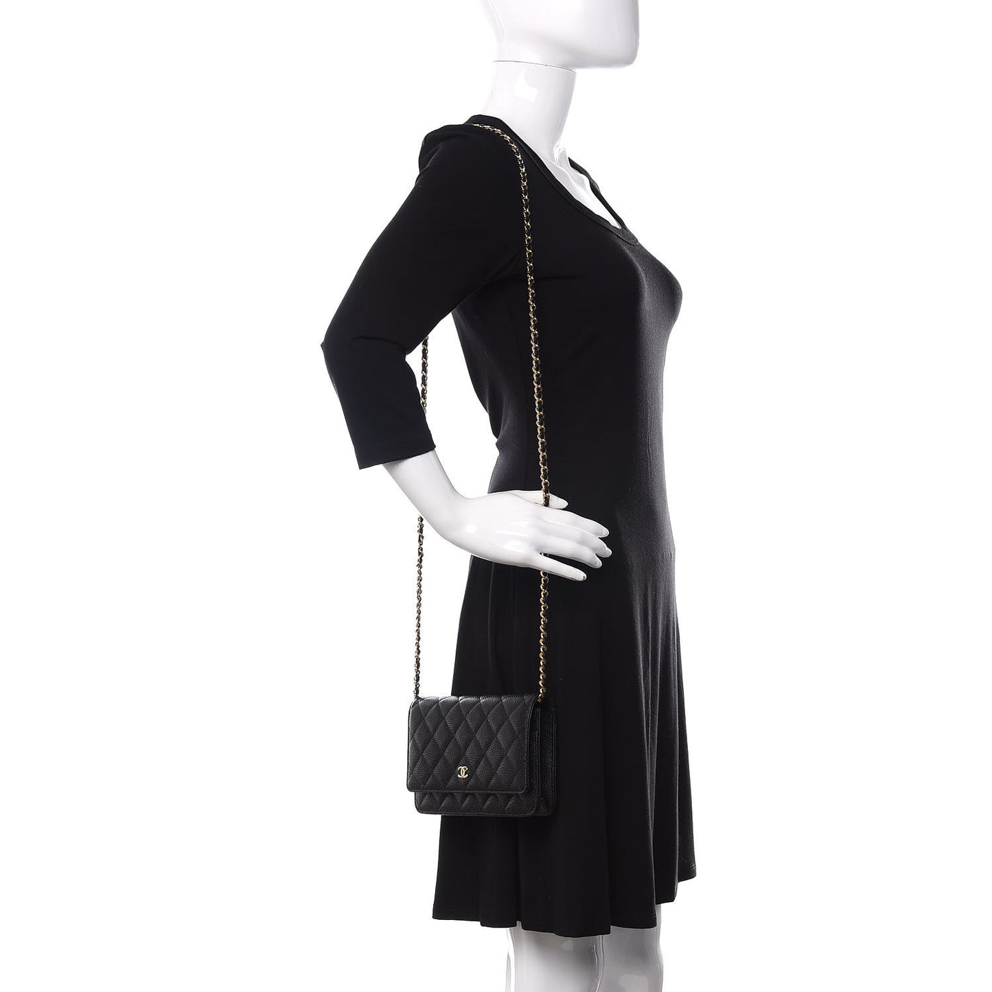 Caviar Quilted Wallet On Chain WOC Black