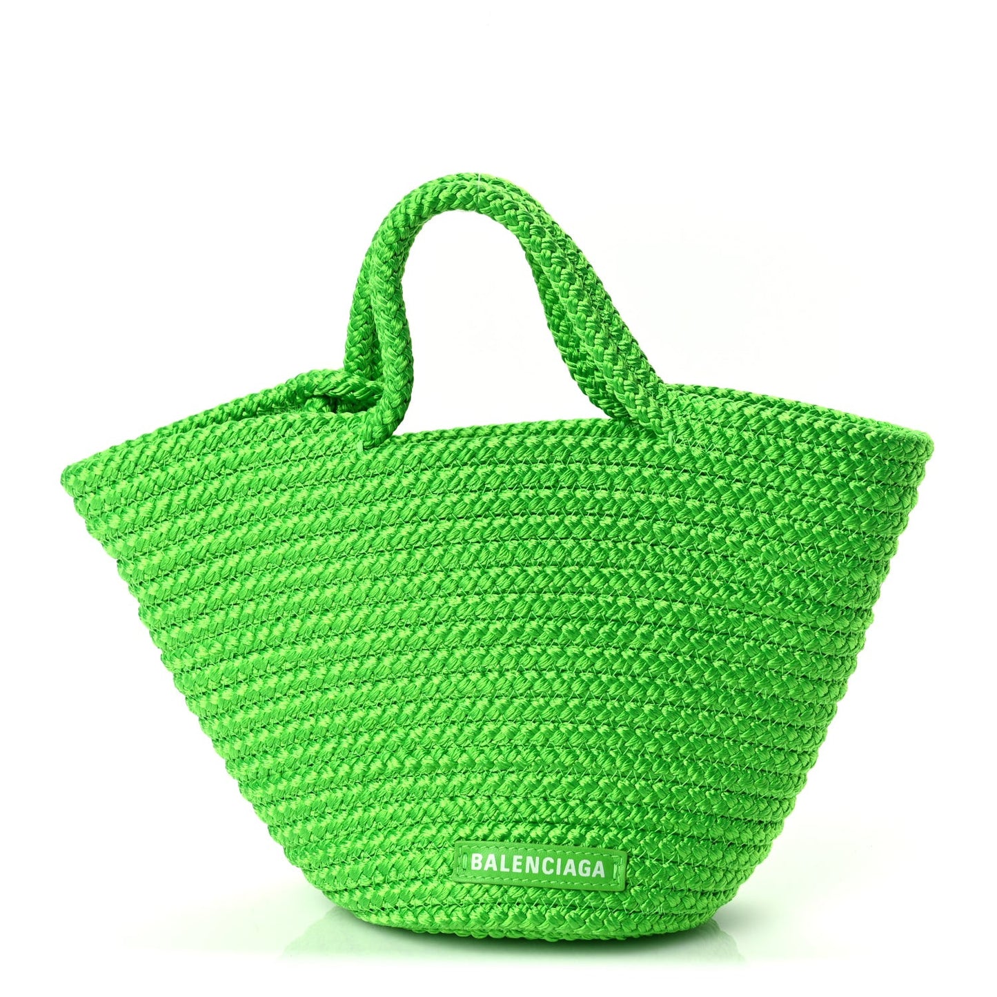Nylon Lambskin Woven Small Ibiza Basket With Strap Green