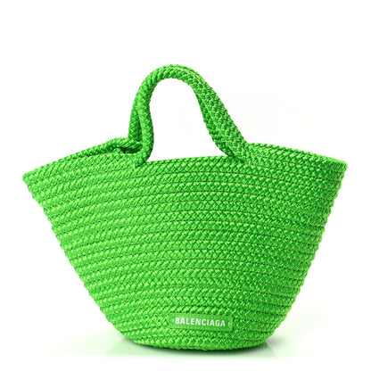 Balenciaga Nylon Lambskin Woven Small Ibiza Basket With Strap Green 1 of 8