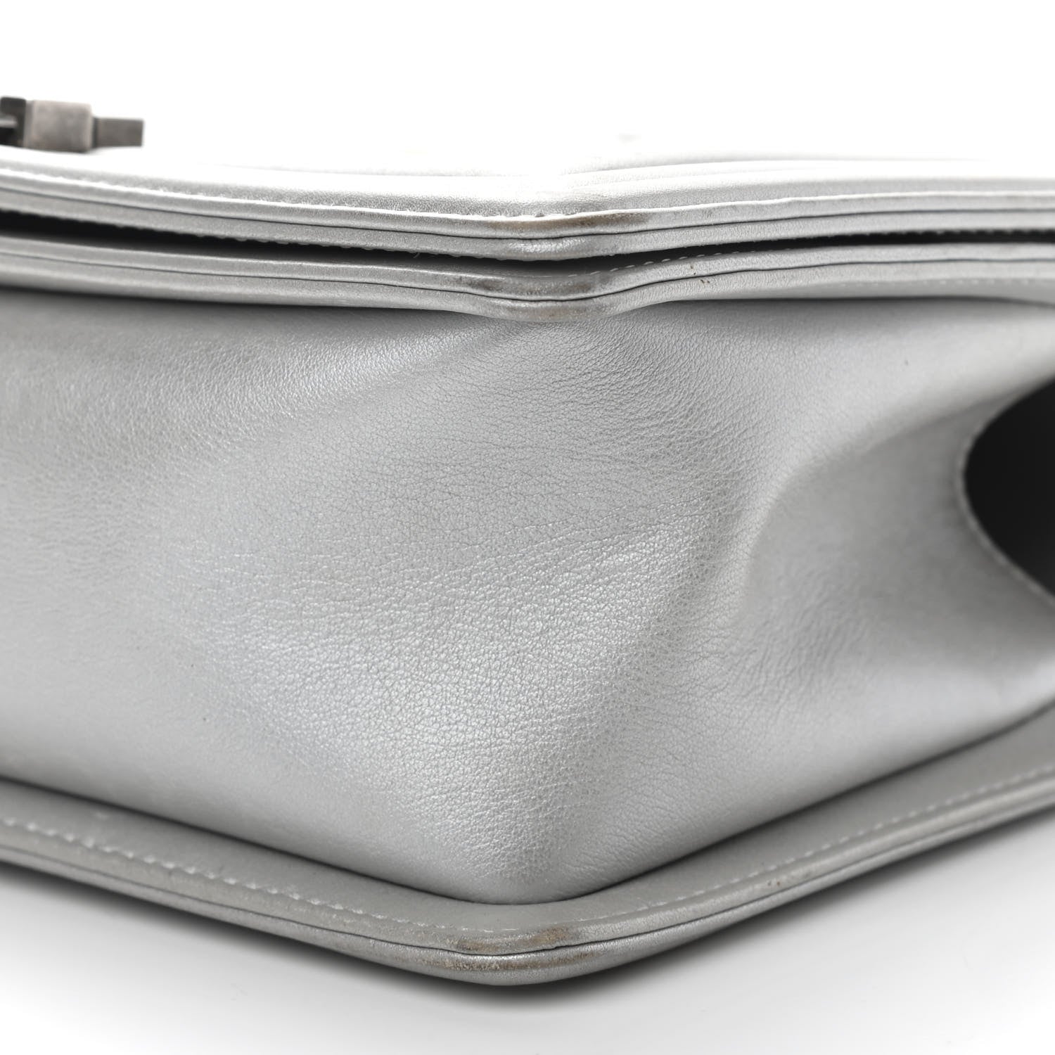 Chanel Metallic Calfskin Quilted Medium Boy Flap Silver 10 of 12