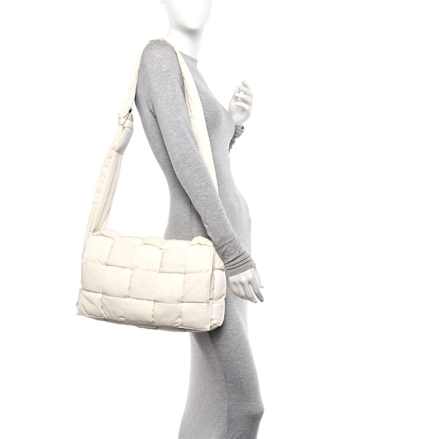 Nylon Intrecciato Padded Tech Maxi Cassette Bag White