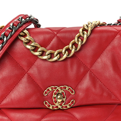 Chanel Lambskin Quilted Medium  19 Flap  Red 7 of 9