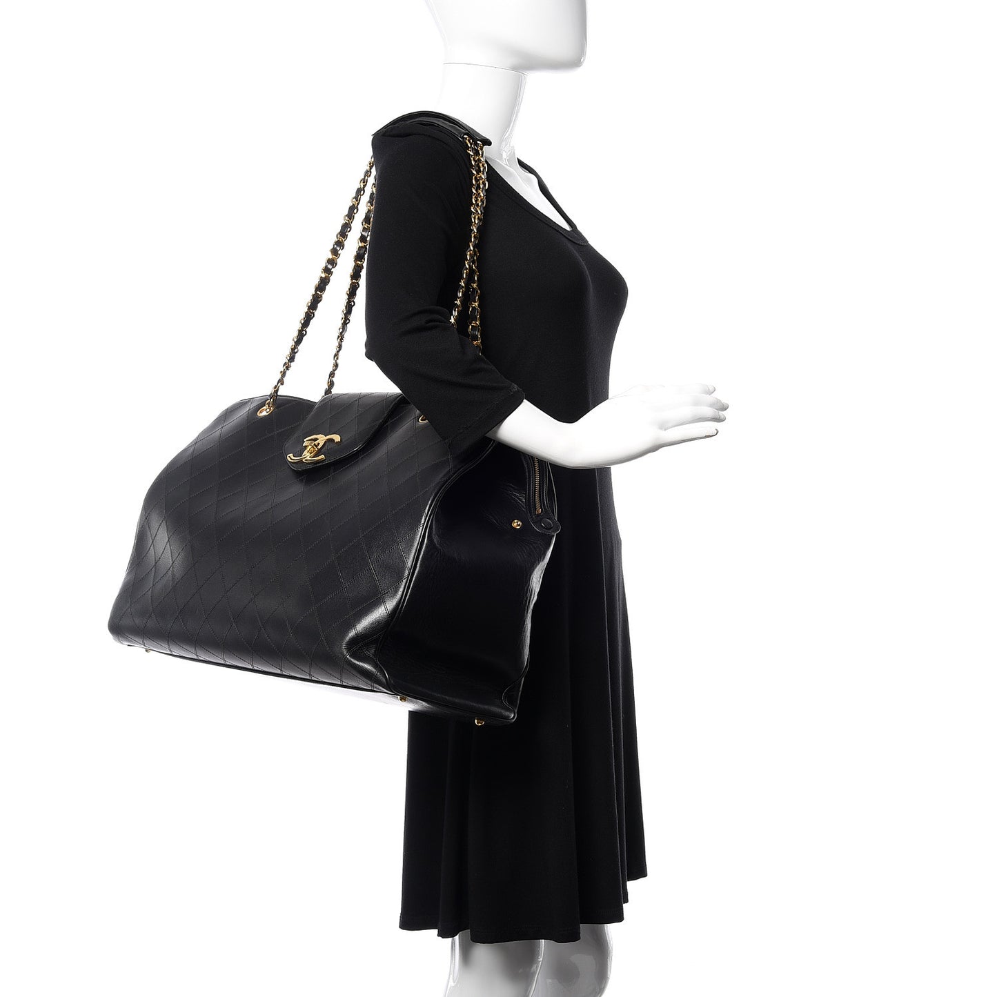 Calfskin Stitched XL Weekender Black