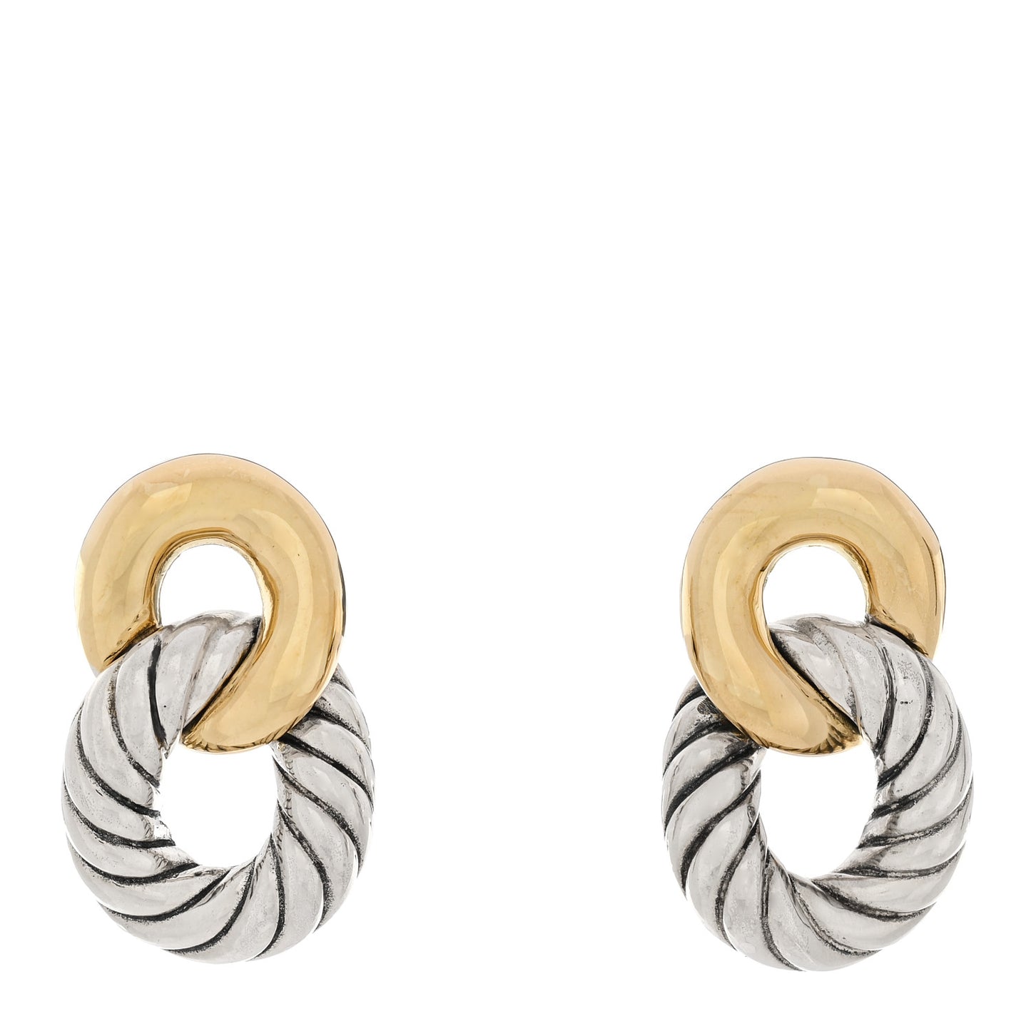 Sterling Silver 18K Yellow Gold Belmont Curb Link Drop Earrings