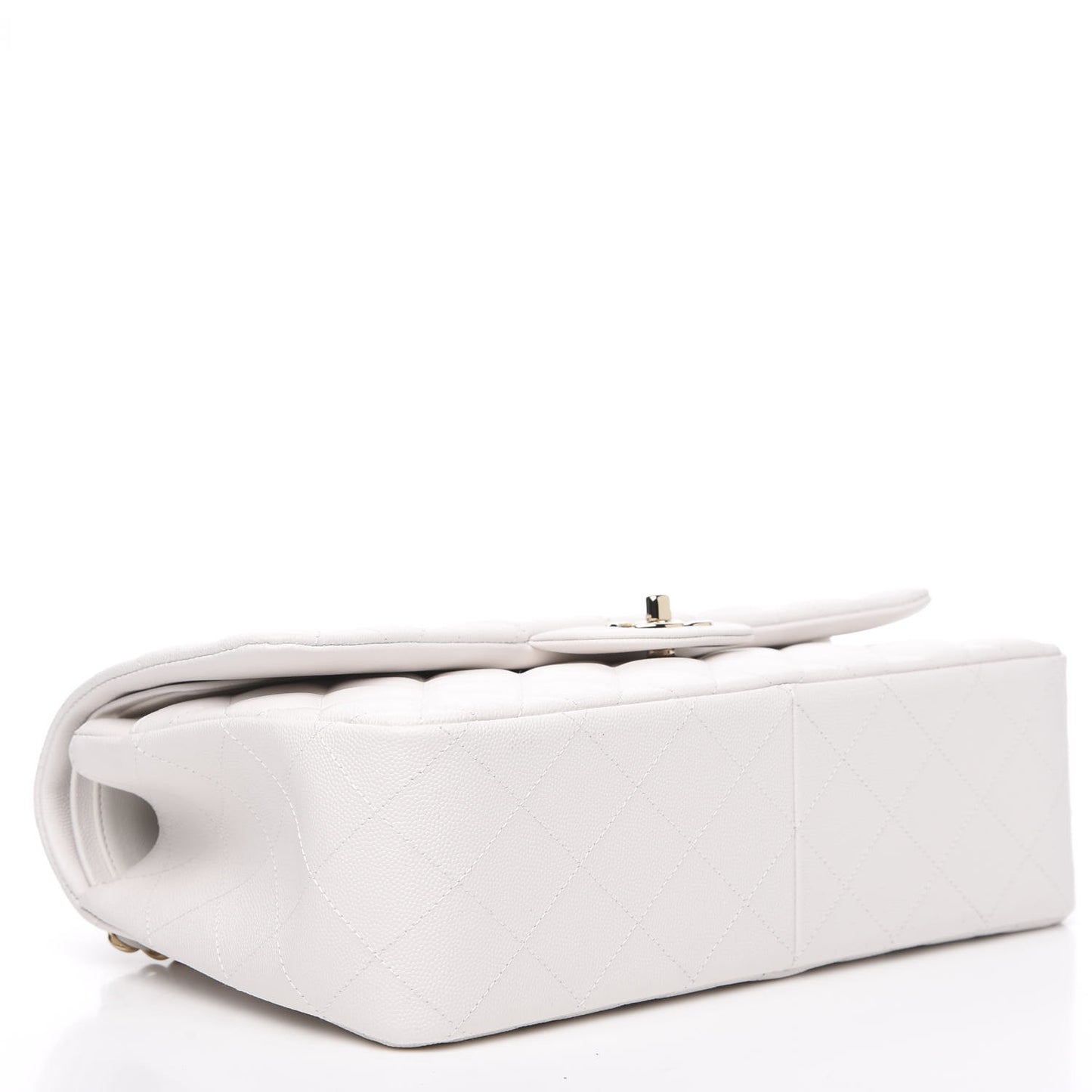 Caviar Quilted Jumbo Double Flap White