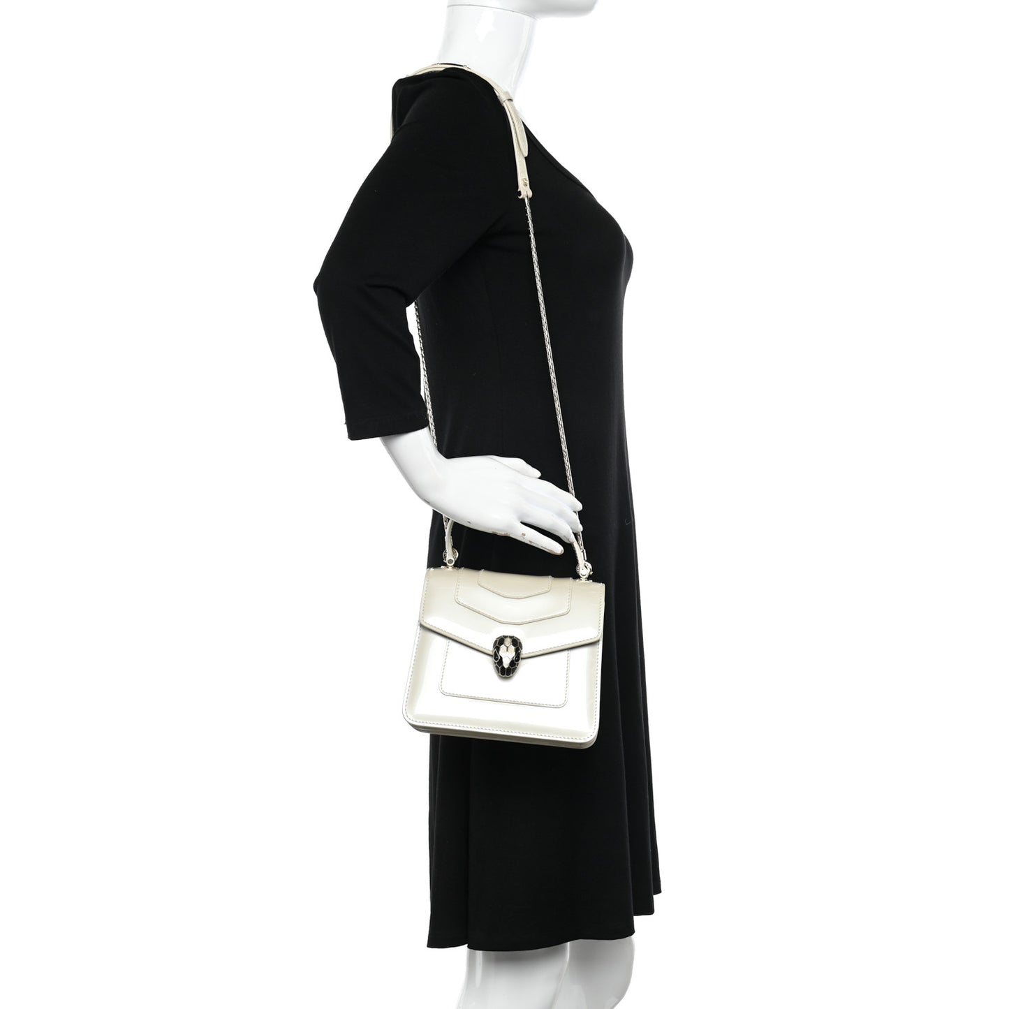 Patent Serpenti Forever Top Handle White