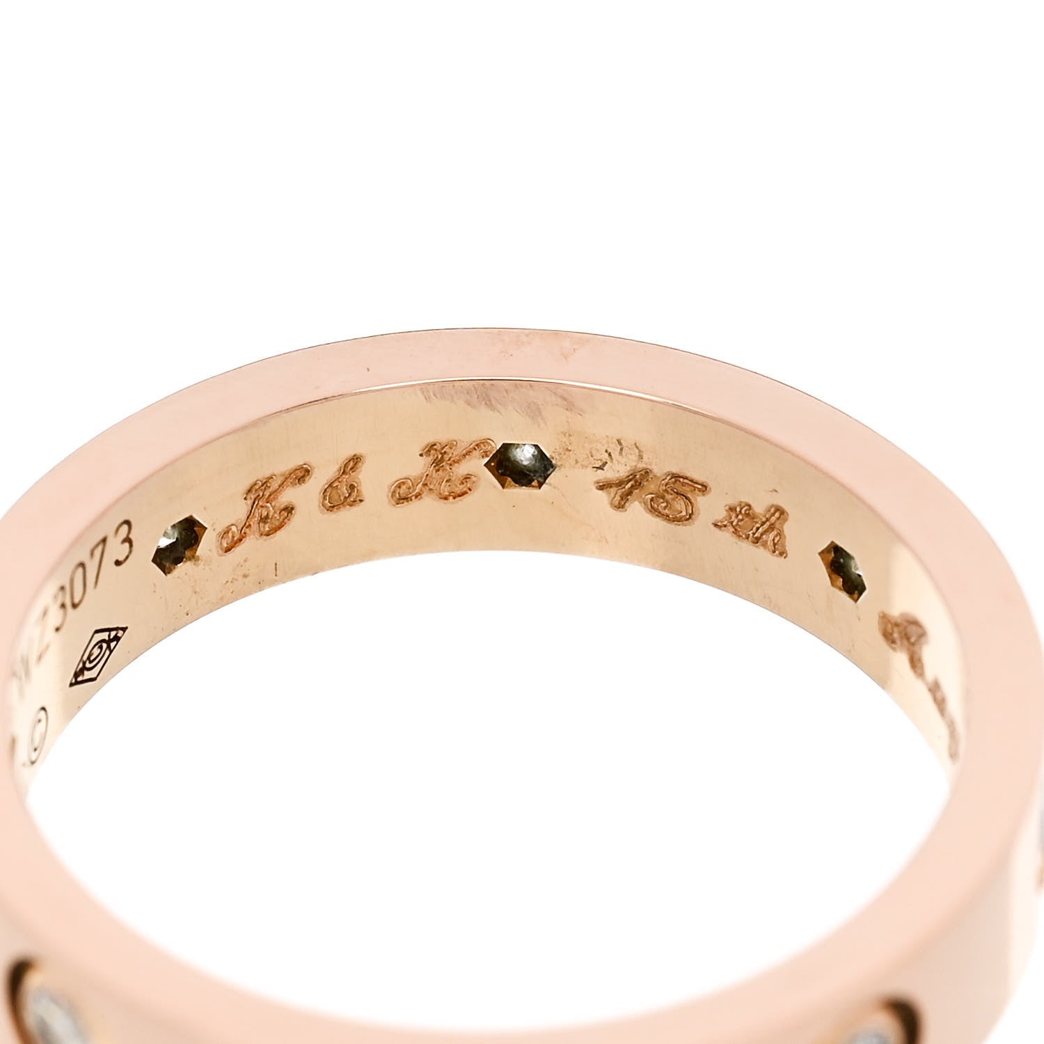 Cartier 18K Pink Gold 8 Diamond 4mm LOVE Wedding Band Ring 48 4.5 5 of 6