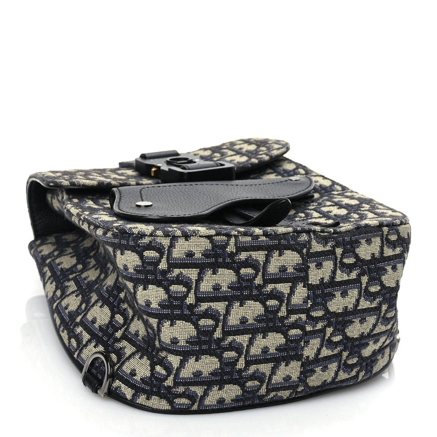 Grained Calfskin Oblique Mini Gallop Sling Bag Blue Black