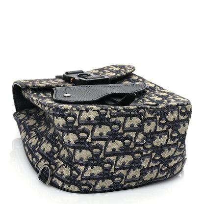 Christian Dior Grained Calfskin Oblique Mini Gallop Sling Bag Blue Black 3 of 8