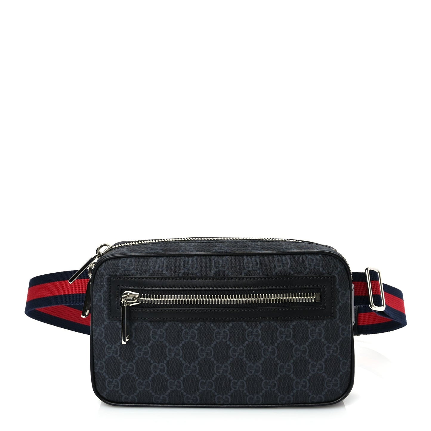 Soft GG Supreme Monogram Web Waist Bag Black Grey