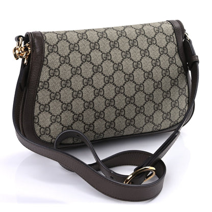 Gucci GG Supreme Monogram Textured Dollar Calfskin Blondie Chain Shoulder Flap Bag Beige Ebony New Acero 2 of 8