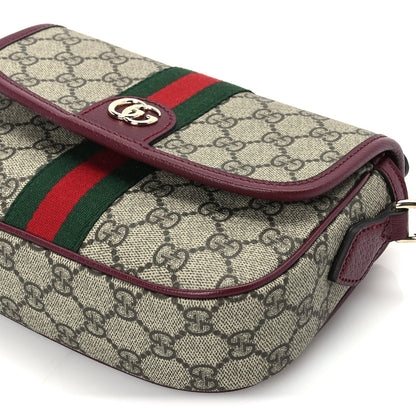 Gucci GG Supreme Monogram Textured Dollar Calfskin Small Ophidia Top Handle Shoulder Bag Beige Bordeaux 8 of 8